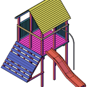 Speeltoestel-maken-met-glijbaan-van-hout